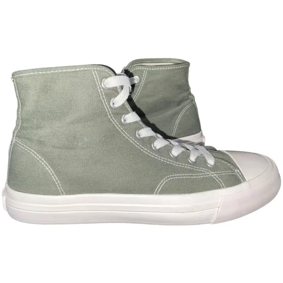 Khaki Green Canvas Lace up High-top Trainer Sneakers Sz US 7.5 EUR 40 Me… - Picture 4 of 10